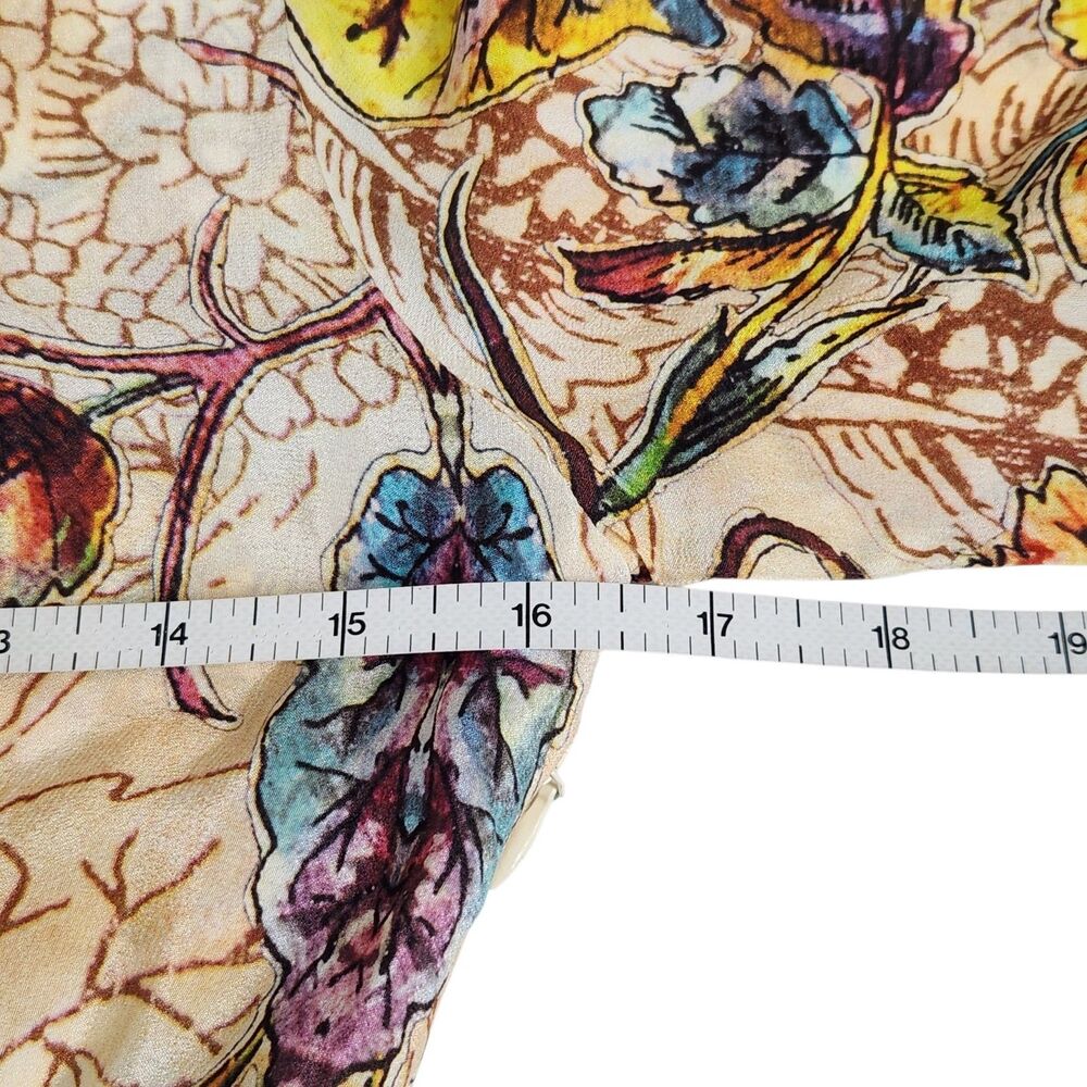 Pure Silk Botanical Kimono Sleeve Side tie Maxi Dress Small Fairycore Unbranded - Picture 10 of 12